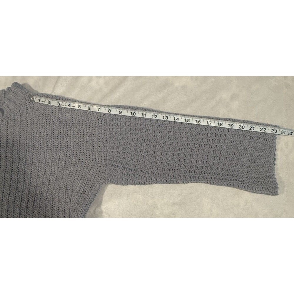 Olive+Oak Gray Solid Ribbed Knit Crew Neck Long Sleeve Pullover Sweater M - Picture 5 of 6